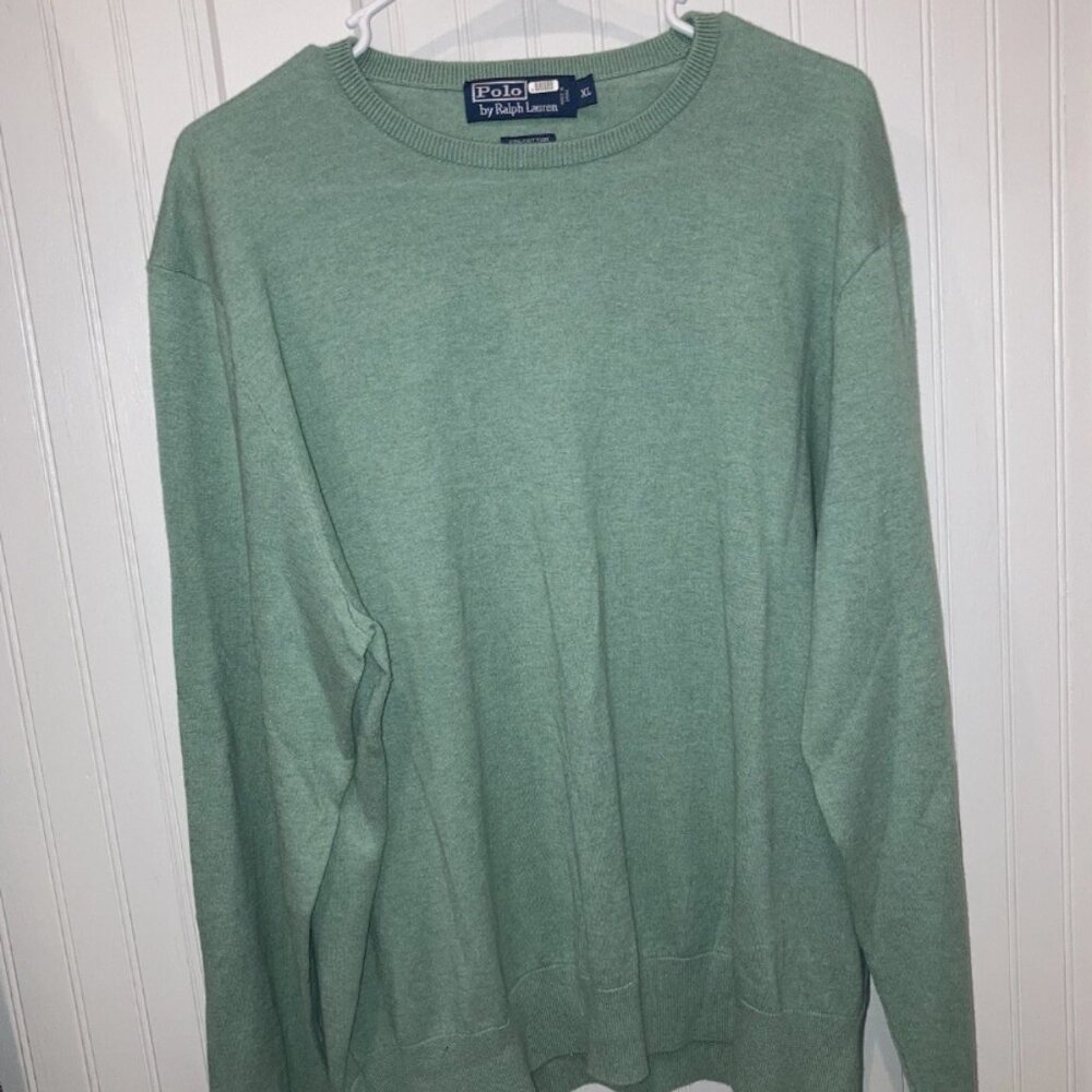 Polo By Ralph Lauren Sweater Crewneck Pullover Shirt, Size XL Mens Green, Cotton